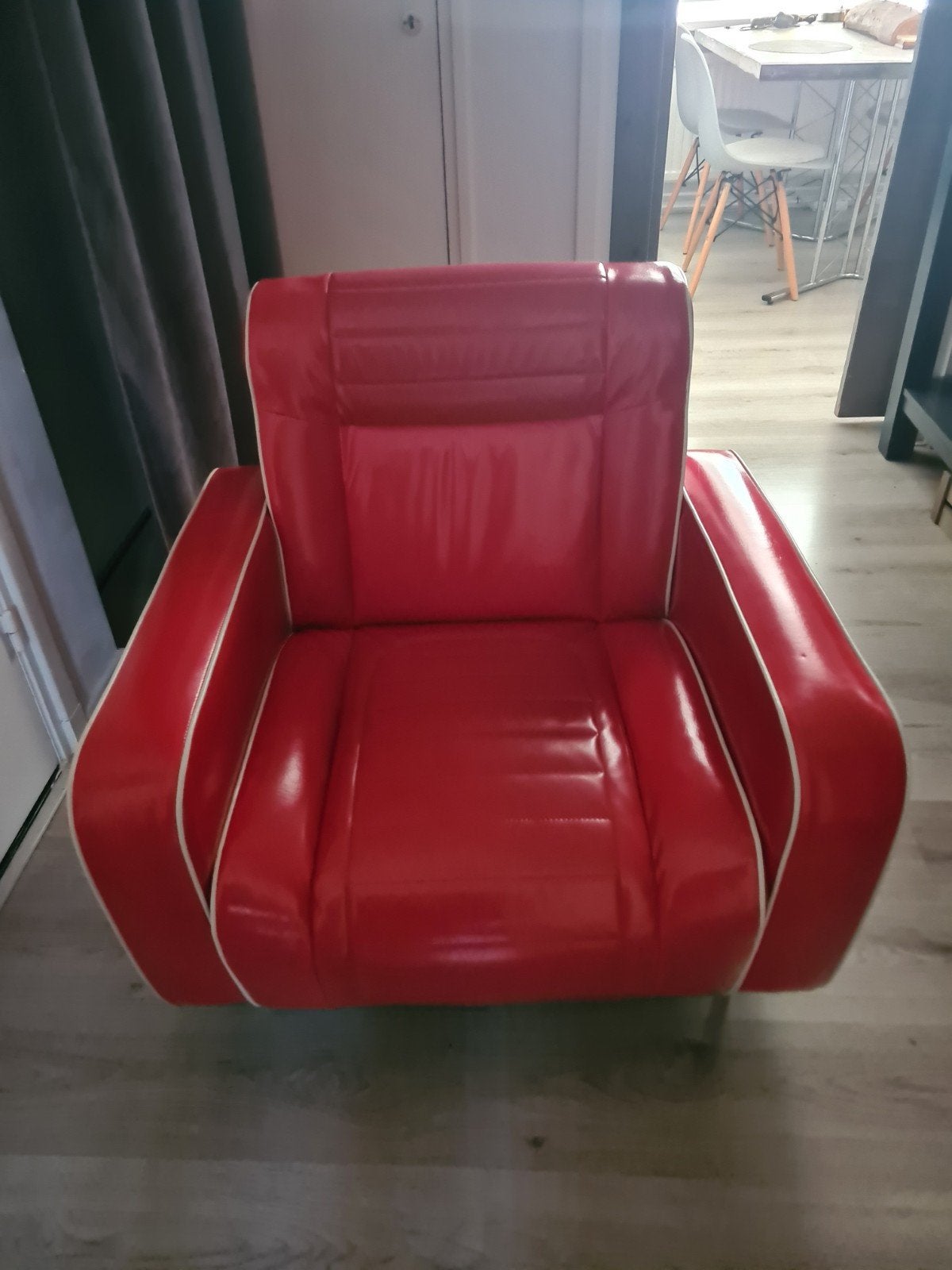 Jaren 50 stijl leren stoel ., Ophalen, Gebruikt, Eenpersoons, 75 tot 100 cm
