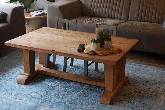 salontafel teak, kloostertafel, kasteeltafel, Ophalen, 100 tot 150 cm, Teakhout, 50 tot 100 cm