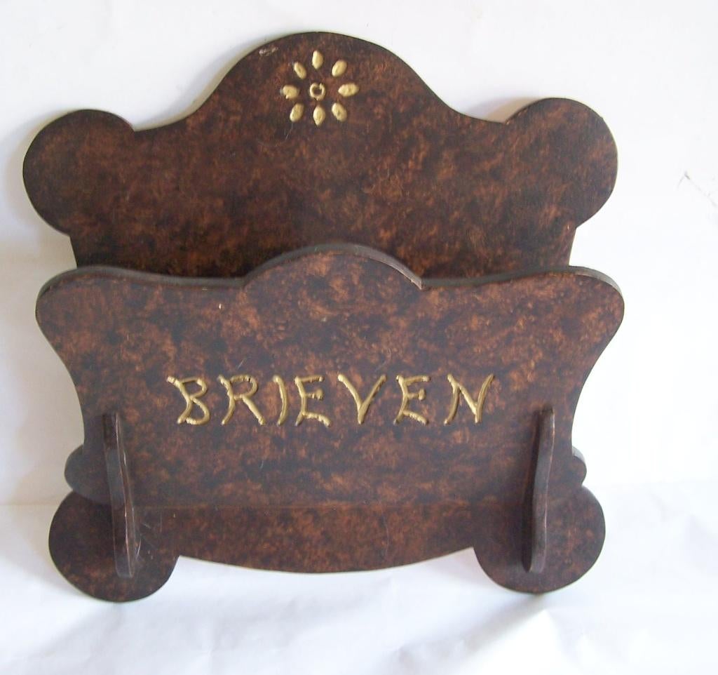 Antieke houten brievenhouder. Izgs., Ophalen of Verzenden
