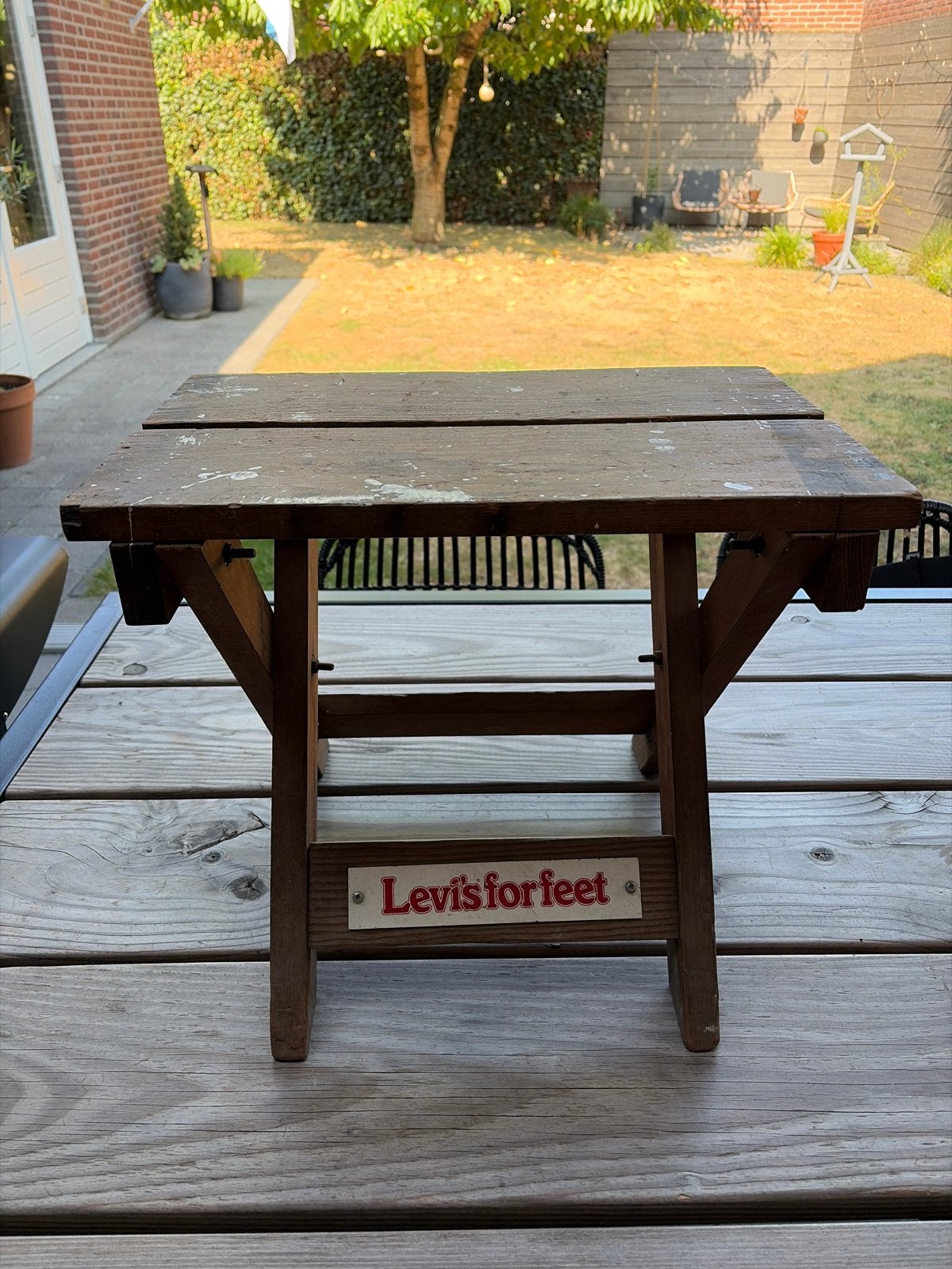 Vintage Levi's for Feet houten krukje/voetenbankje, Ophalen of Verzenden, Gebruikt, Hout