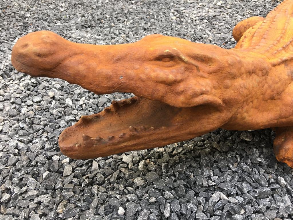 Prachtige forse oxide kleurige vol stenen krokodil., Dierenbeeld, Steen, ., Ophalen of Verzenden