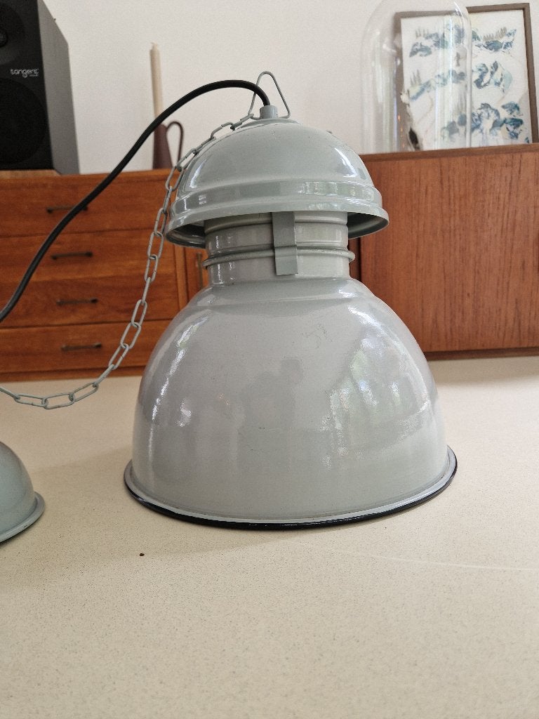 Industriële grijze hanglamp HK Living, Ophalen of Verzenden, Zo goed als nieuw, Metaal, E27 (groot)