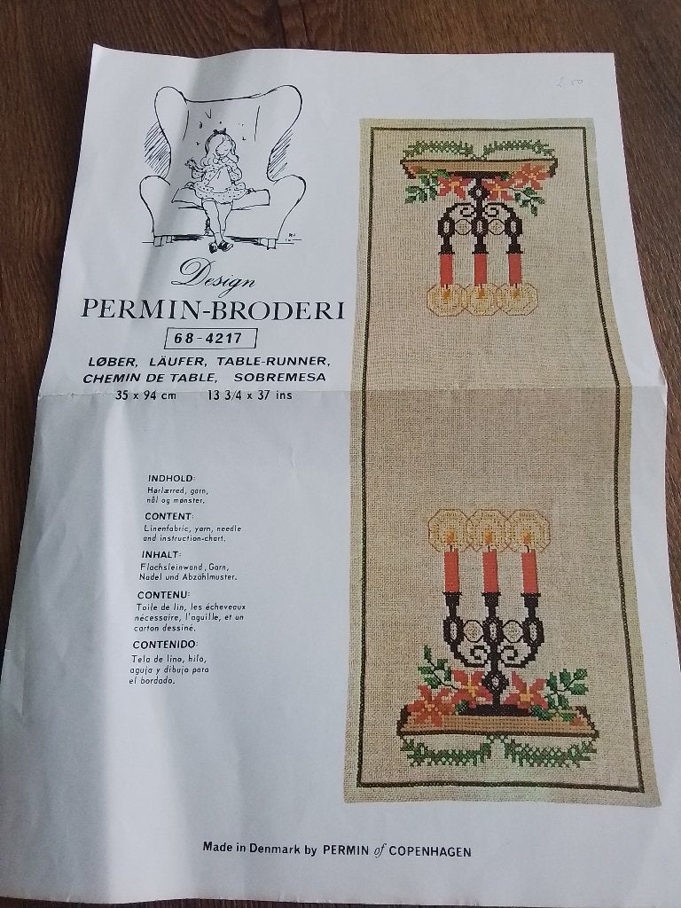 Permin borduurpatroon voor een loper met kaarsjes, 68 4217, Ophalen of Verzenden, Zo goed als nieuw, Handborduren, Patroon