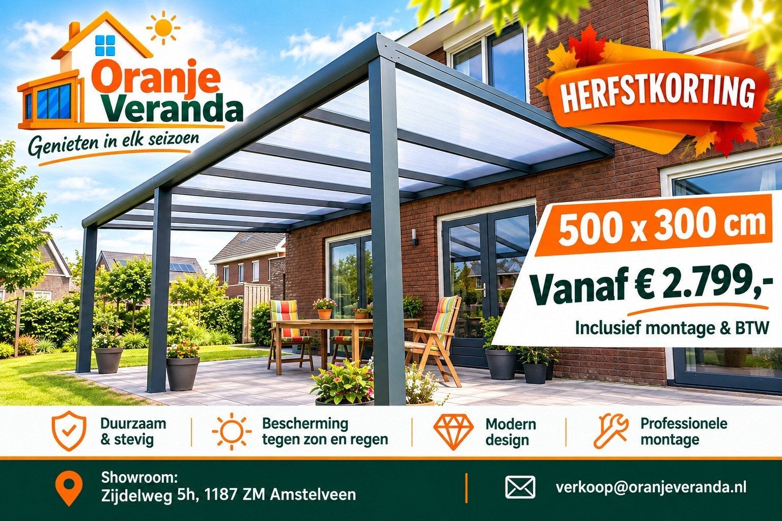 VERANDA OP MAAT & GLAZEN SCHUIFWANDEN, Verzenden, Nieuw, Veranda