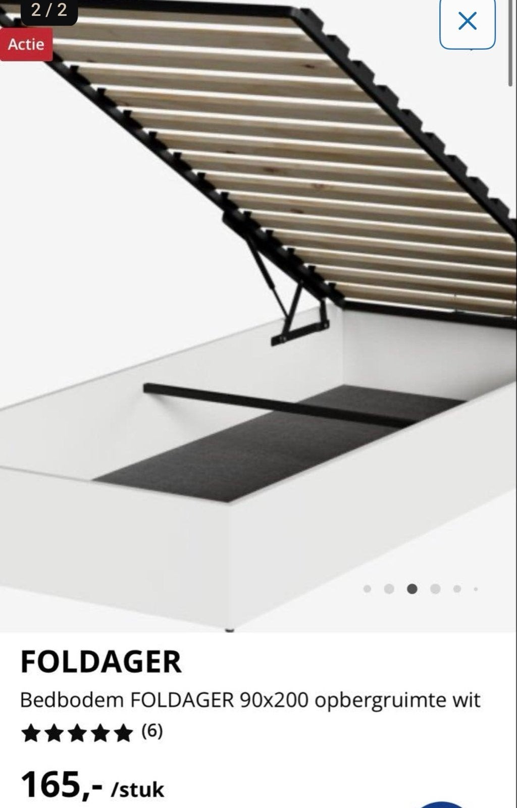 FALDAGER Bedbodem 90x200 met opbergruimte wit, Huis en Inrichting, Slaapkamer | Bedden, Ophalen, 90 cm, Eenpersoons, Wit