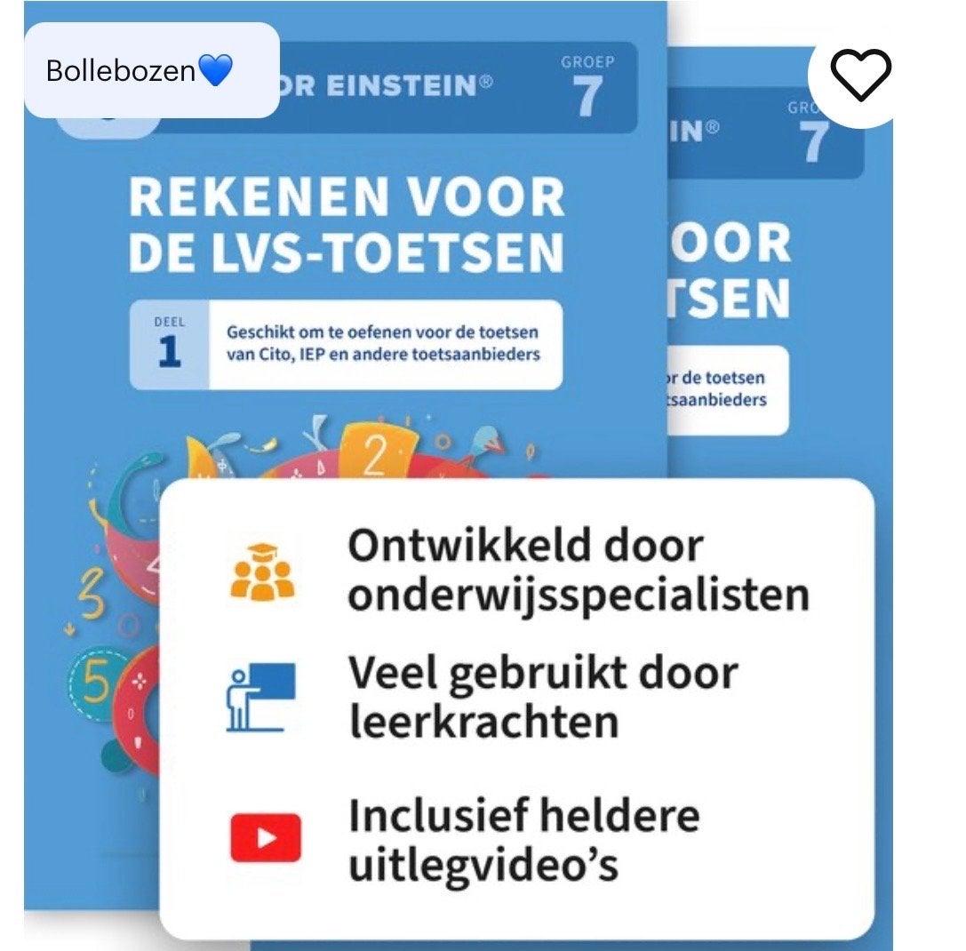 Junior Einstein Rekenen LVS-toetsen Groep 7 Deel 1 en 2, Boeken, Schoolboeken, Ophalen, Zo goed als nieuw, Overige niveaus, Overige vakken