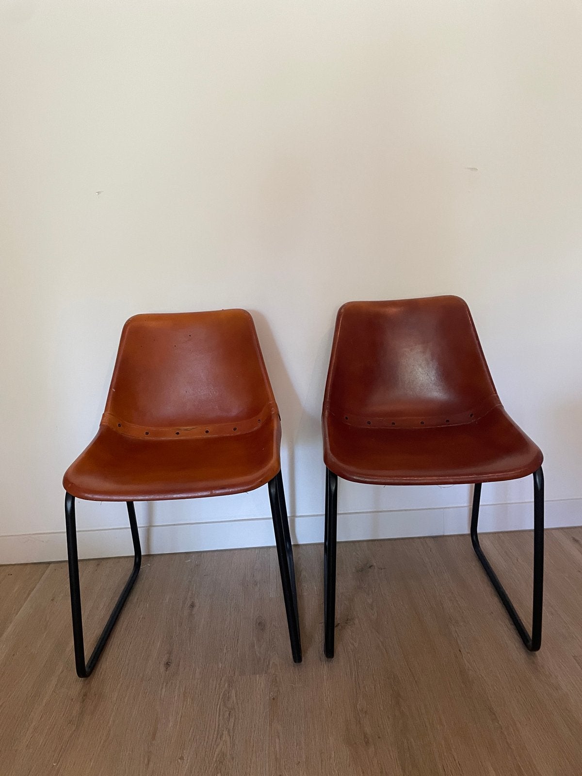 4 eettafel stoelen - Cognac kleur, Huis en Inrichting, Stoelen, Ophalen, Gebruikt, Bruin, Leer