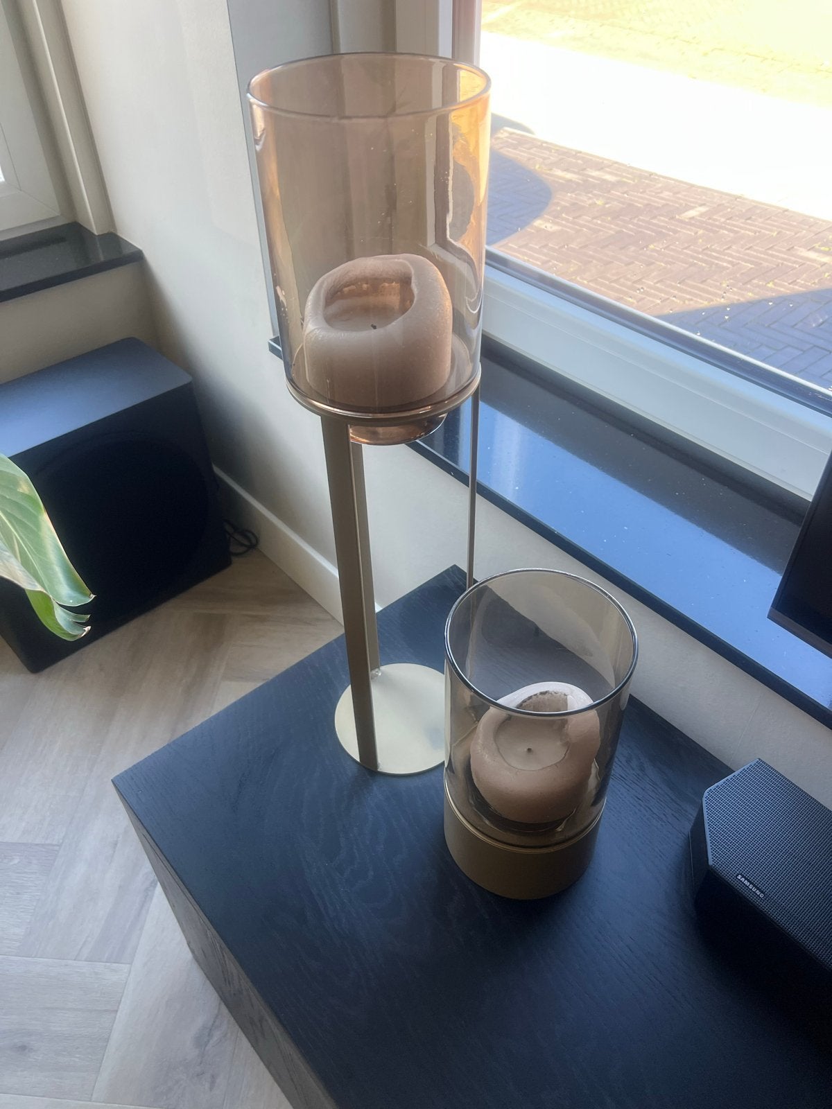 Haans kandelaren/windlichten op standaard, Huis en Inrichting, Ophalen, Windlicht, Overige merken, Goud