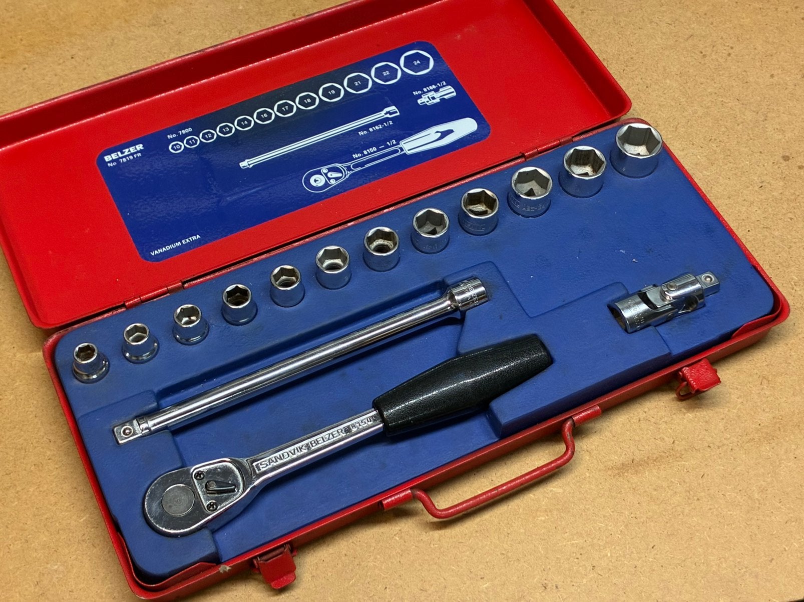 Belzer no 7819 FR 1/2” doppenset 10-24mm, Ophalen of Verzenden, Zo goed als nieuw