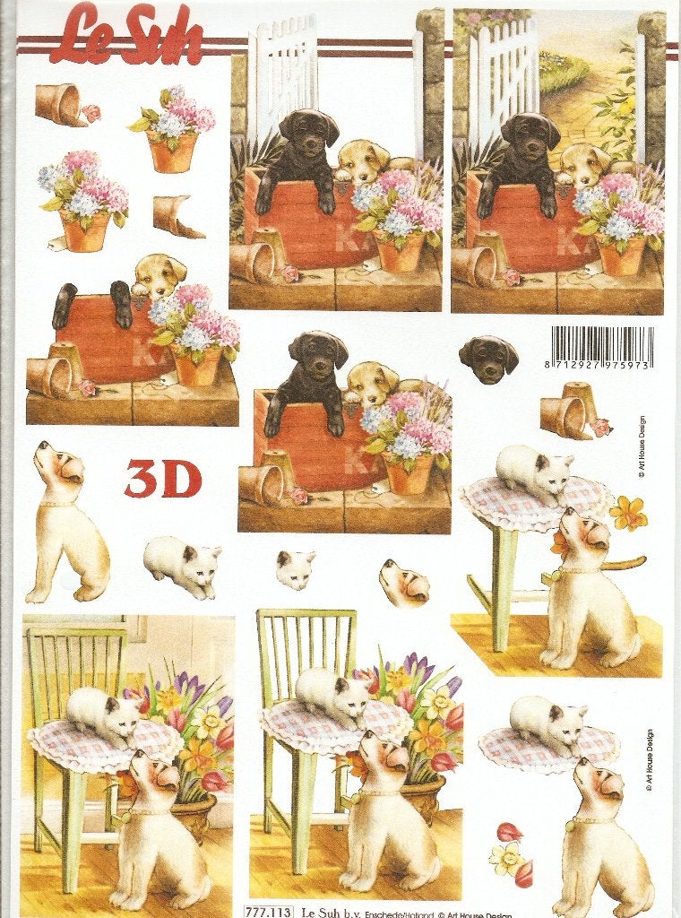 d25 knipvel le suh 777.113 honden poes stoel vensterbank, Ophalen of Verzenden, Nieuw, Dieren, Knipvel