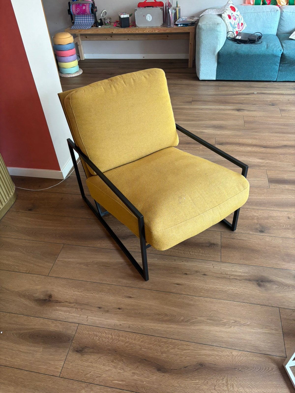 Fauteuil stoel geel trendhopper, Huis en Inrichting, Stoelen, Ophalen, Zo goed als nieuw, Overige kleuren, Eén