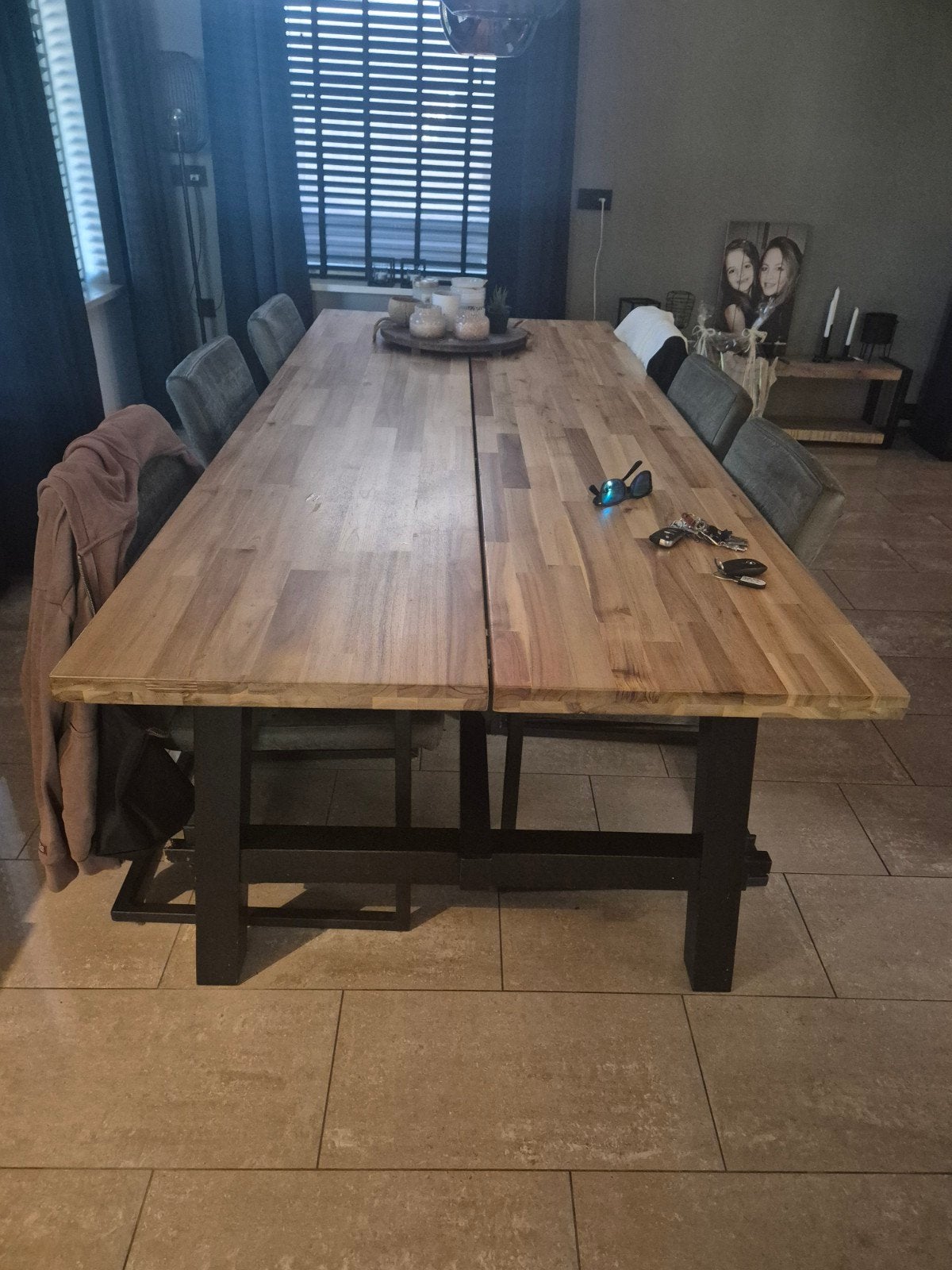 IKEA SKOGSTA Eettafel, acacia/zwart, 235x100 cm, Gebruikt, Overige materialen, 100 tot 150 cm, 200 cm of meer