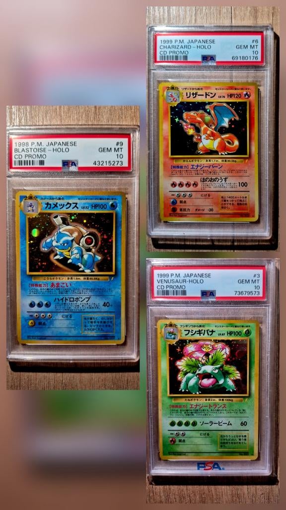 Pokemon cd promo charizard blastoise venusaur PSA10 japanese, Ophalen of Verzenden