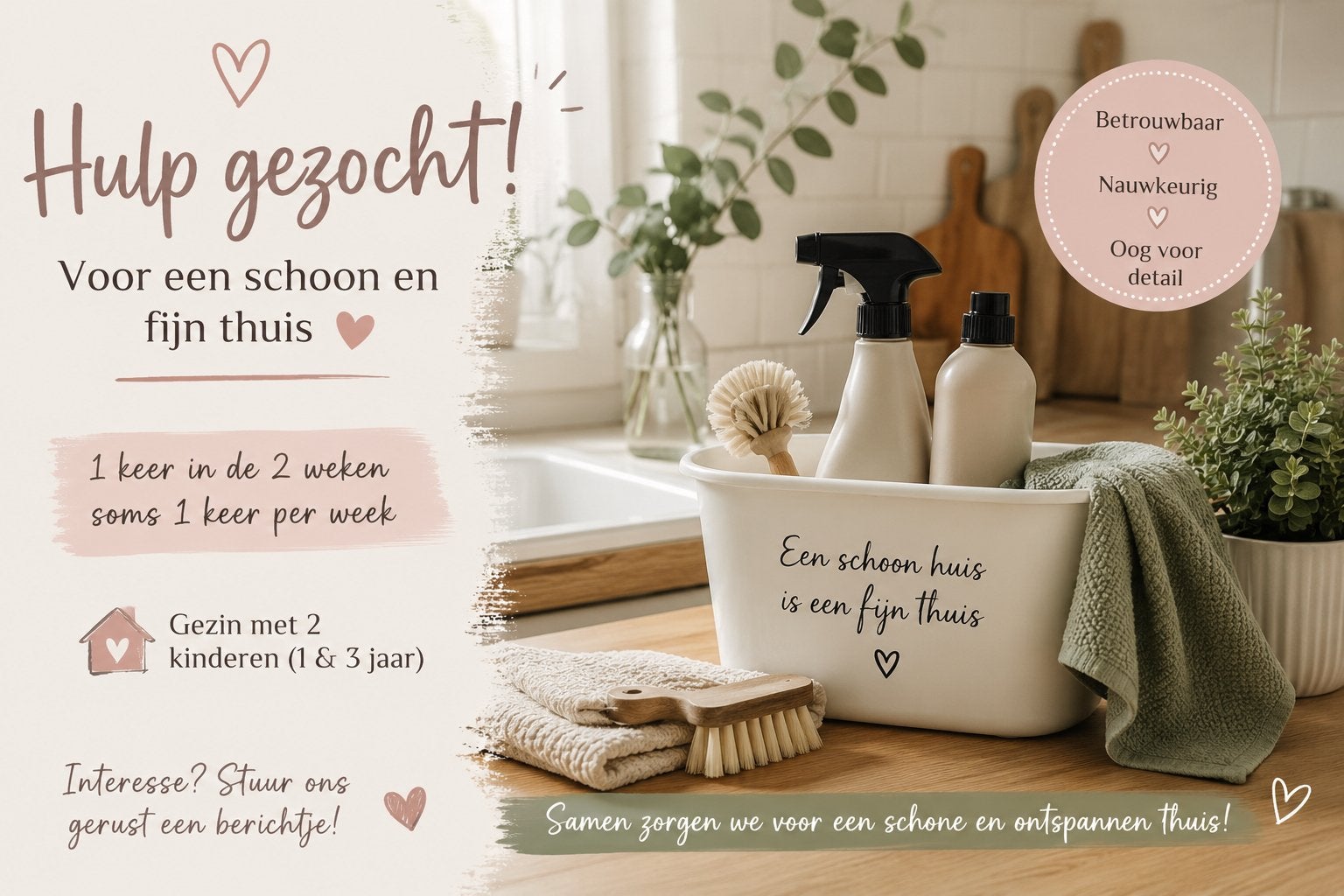 Huishoudelijke hulp gezocht, Vacatures, Vacatures | Thuiswerk, Overige niveaus, Overige vormen