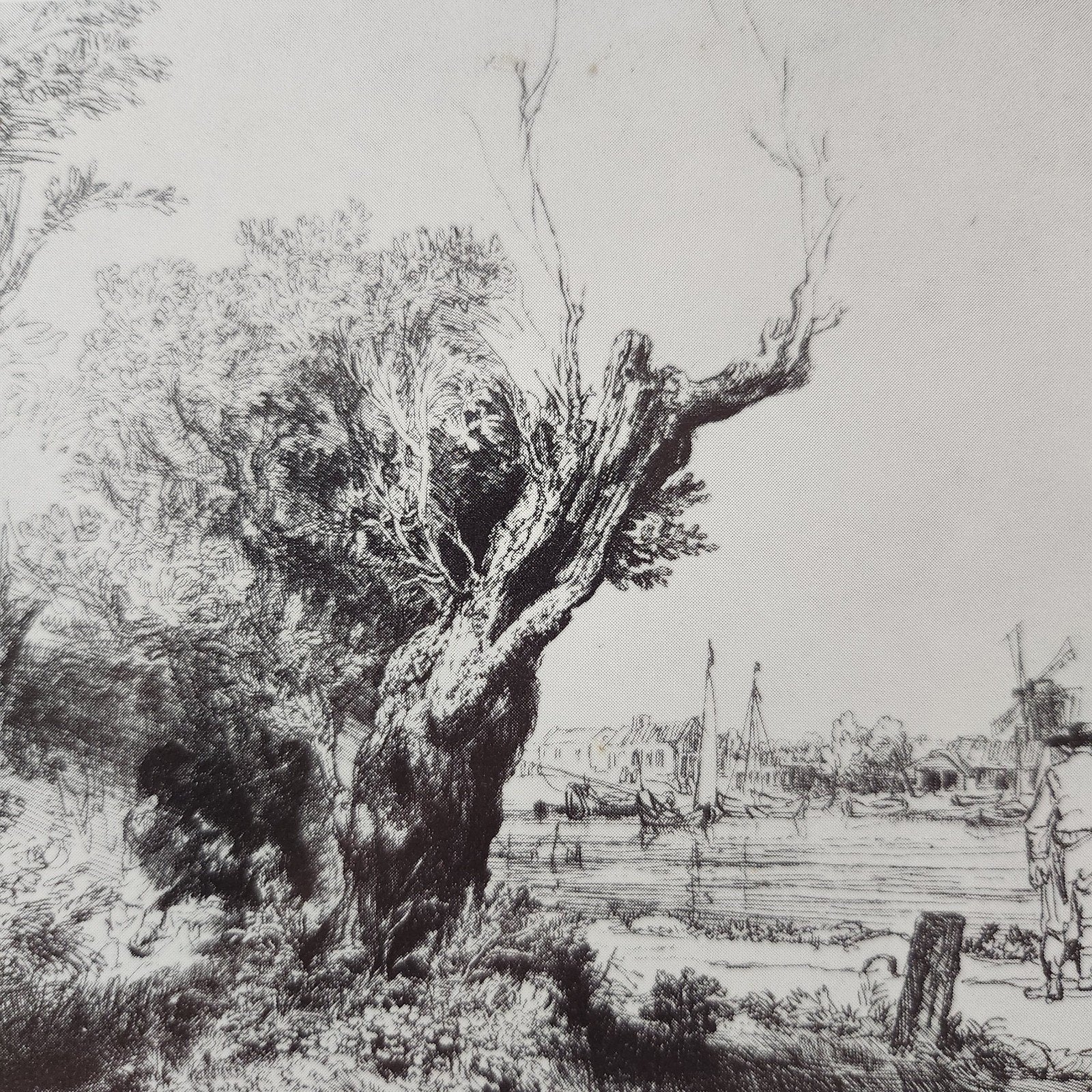 Kunstkaart Rembrandt - De Omval aan de Amstel, Ets, 1645, Verzenden, 1960 tot 1980, Ongelopen, Cultuur en Media