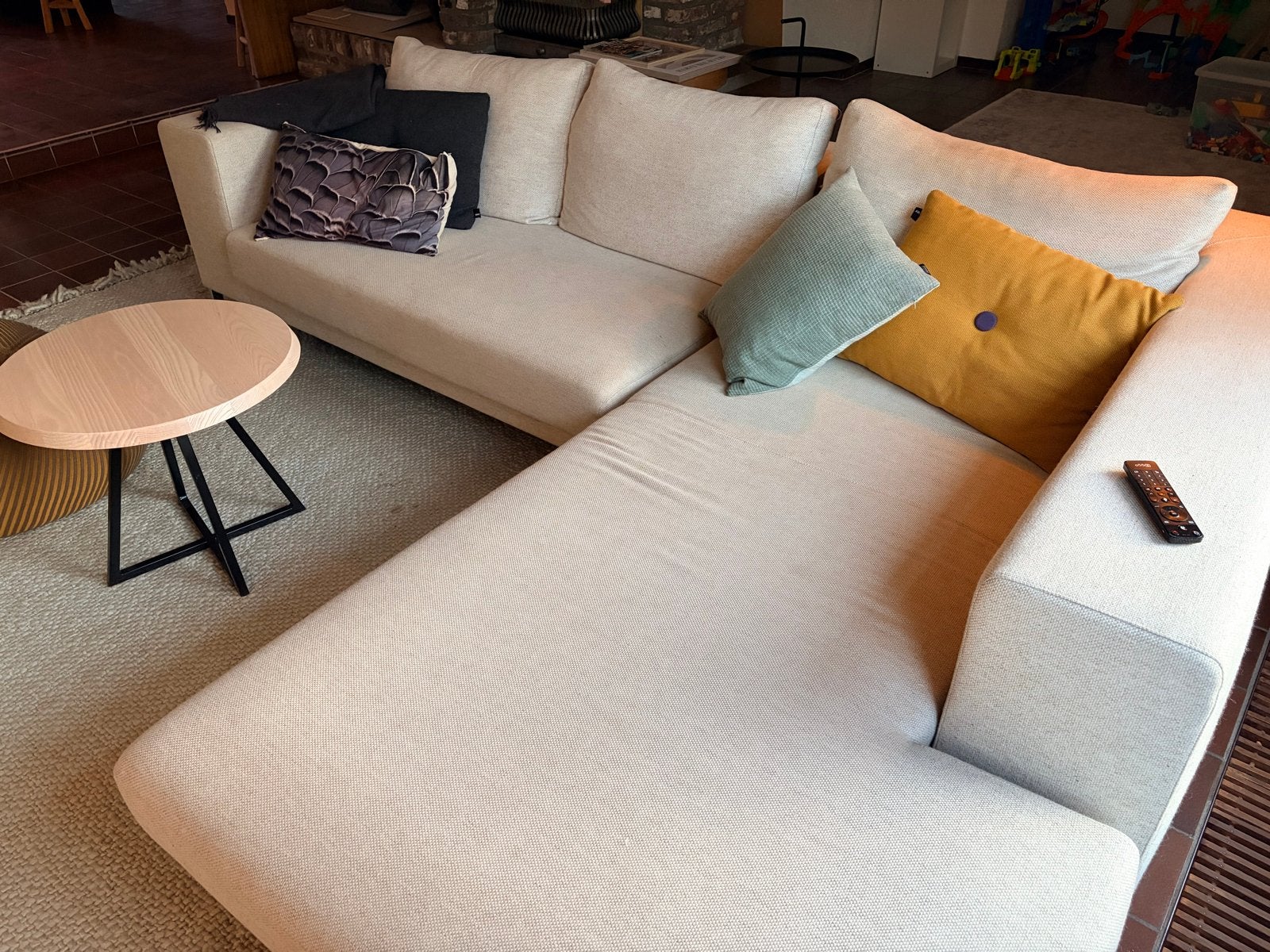 Moderne hoekbank van Sur & Plus - Made in Belgium, Ophalen, 250 tot 300 cm, Gebruikt, 100 tot 125 cm