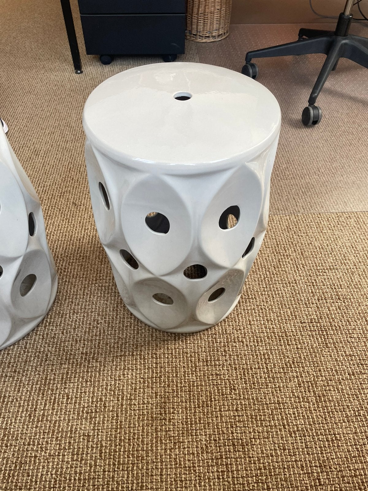 2 garden stools keramiek vintage krukken h45cm br30cm, Ophalen, Zo goed als nieuw
