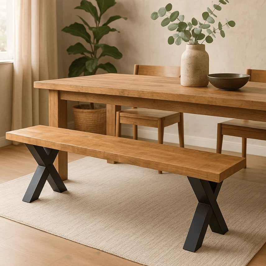 Mangohouten Eetkamerbank 180cm Naturel (2 stuks mogelijk), Hout, Ophalen of Verzenden, Zo goed als nieuw, Houten Bankje