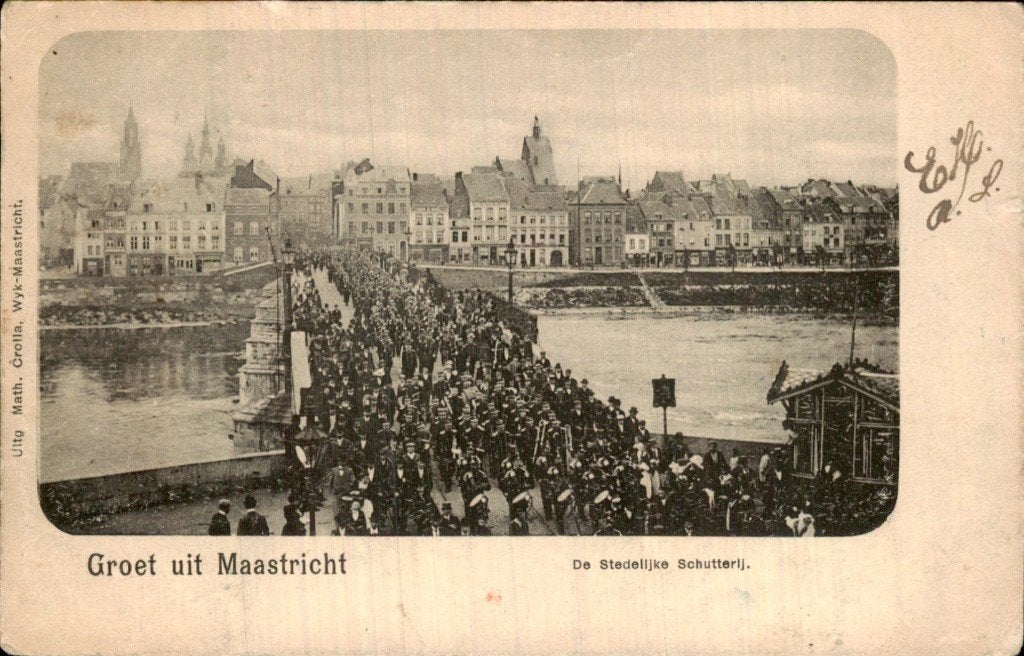 Maastricht - De Stedelijke Schutterij - Groet uit, Verzamelen, Ophalen of Verzenden, Voor 1920, Gelopen, Limburg