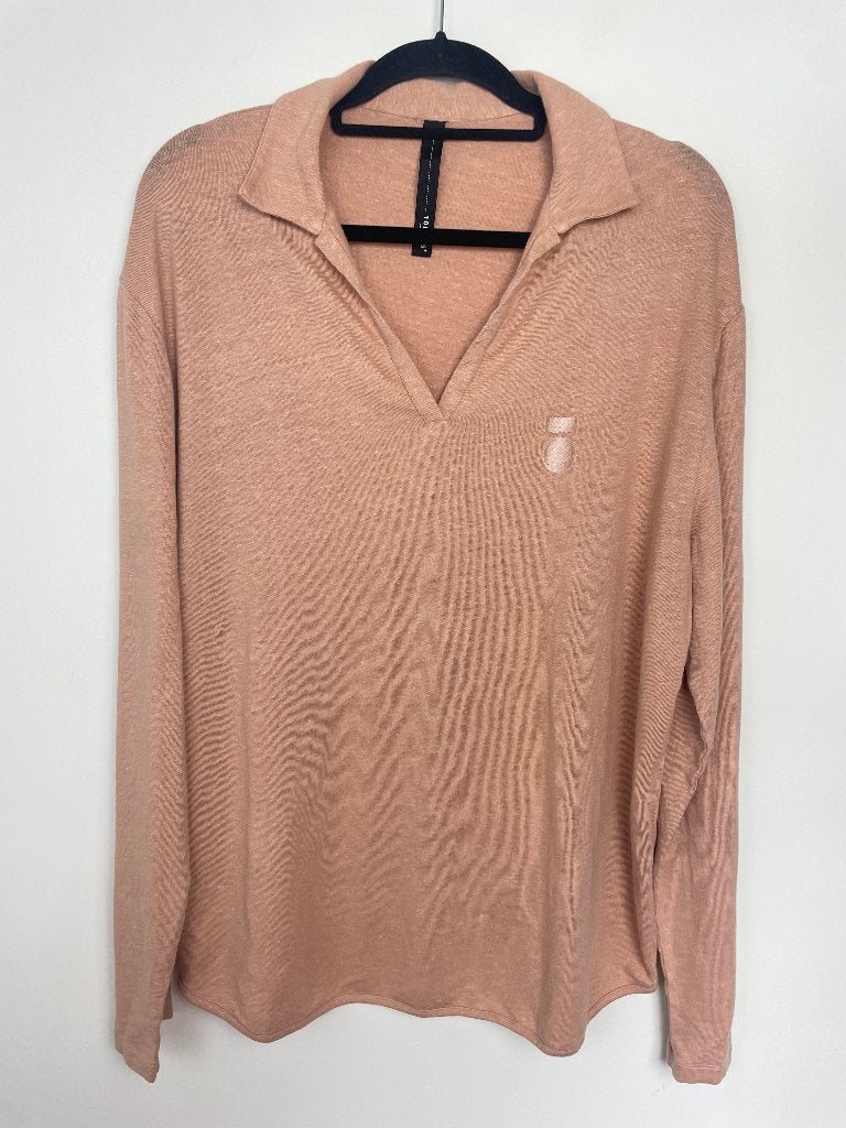 10Days polo shirt trui maat XL zalmroze linnen, Online@10dayslifestyle.nl, Maat 46/48 (XL) of groter, 10days, Lange mouw