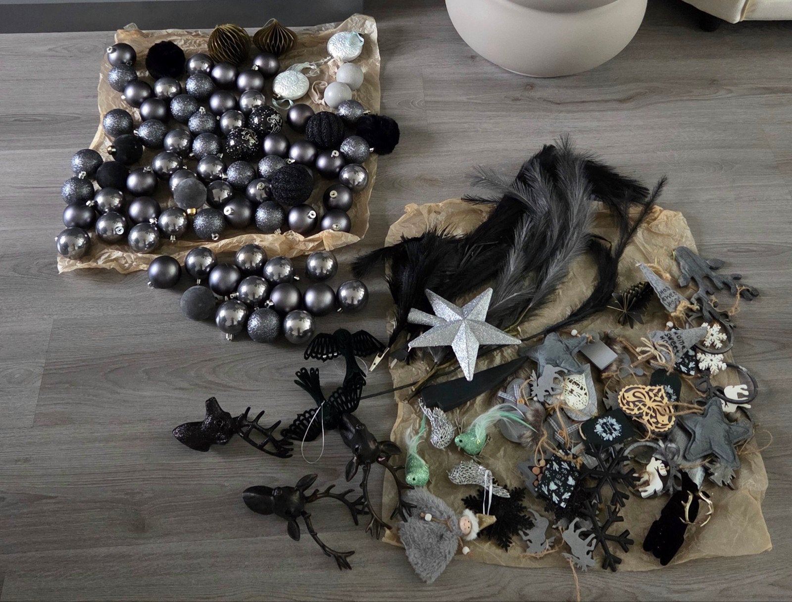 Stijlvolle Kerstdecoratie - Zwart, Antraciet, Zilver, Grijs, Ophalen of Verzenden, Gebruikt