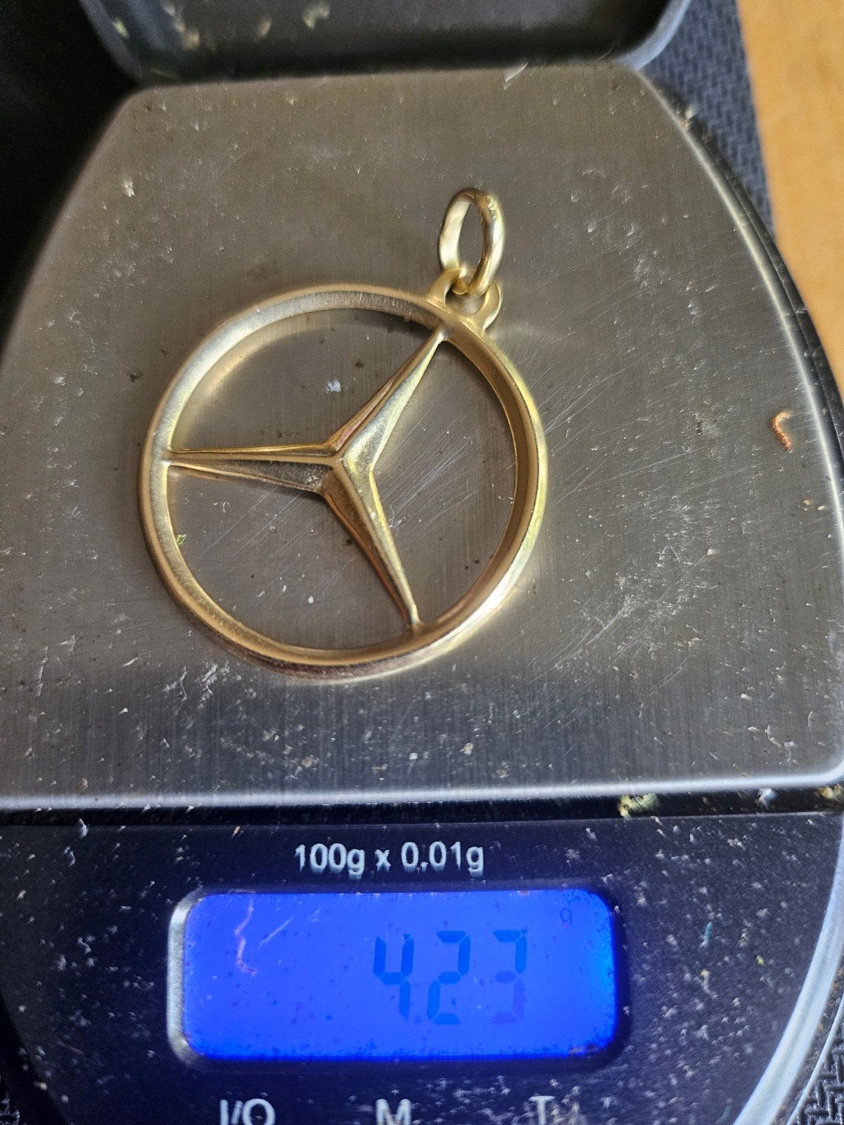 Gouden Mercedes-Benz hanger en zilveren piercing, Sieraden, Tassen en Uiterlijk, Piercings, Ophalen of Verzenden, Gebruikt, Goud