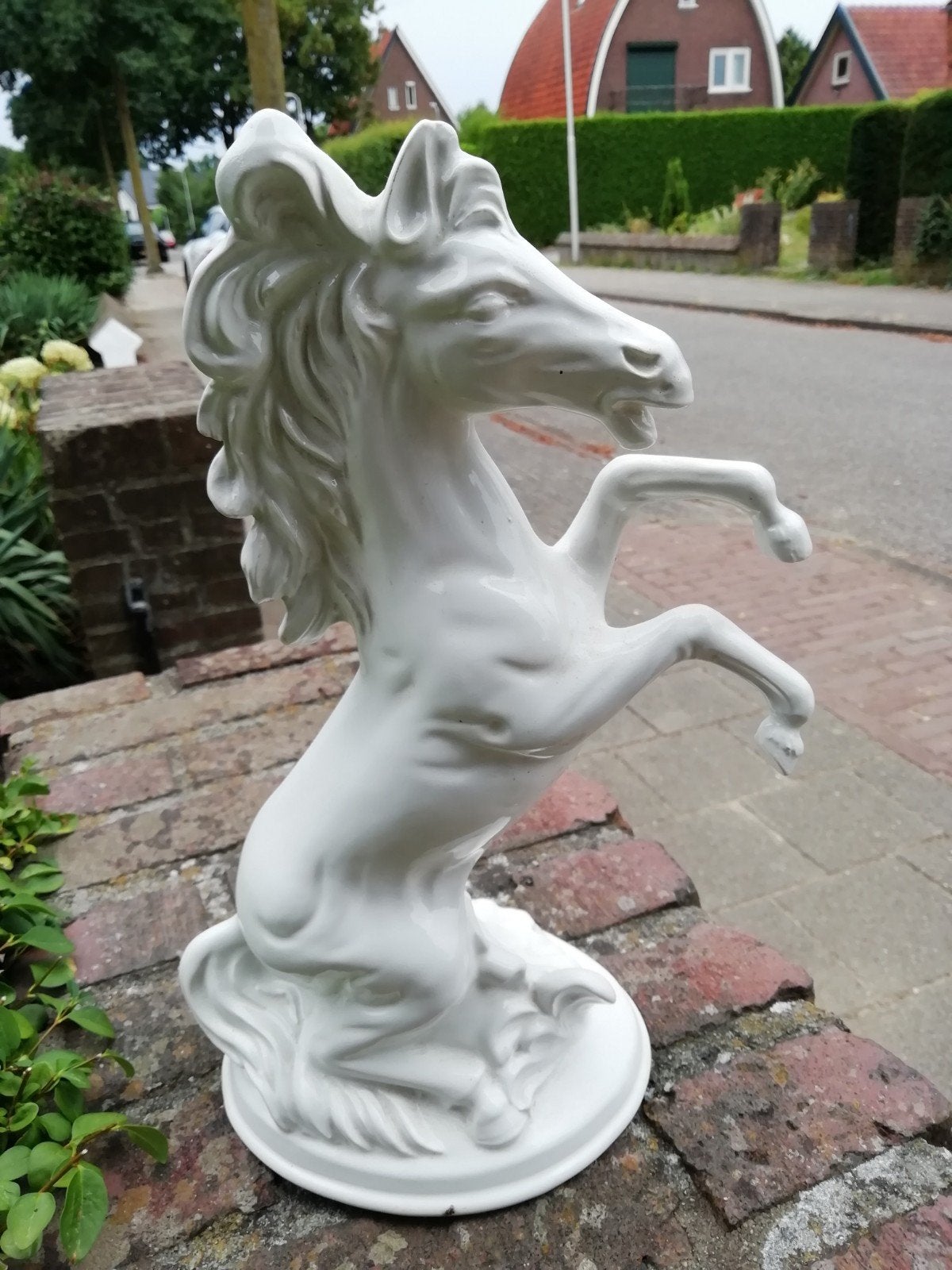 Porseleinen Beeld Stijgerend Paard - Wit, Ophalen of Verzenden, Zoogdier, Beeld, Wit