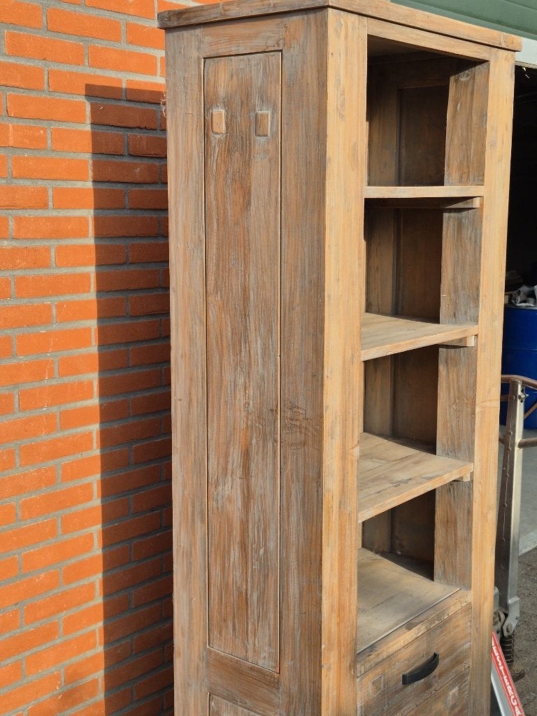 Wandkast Mangohout met 3 lades - H190xB74xD40, Ophalen, Gebruikt, Minder dan 150 cm, Met lade(s)