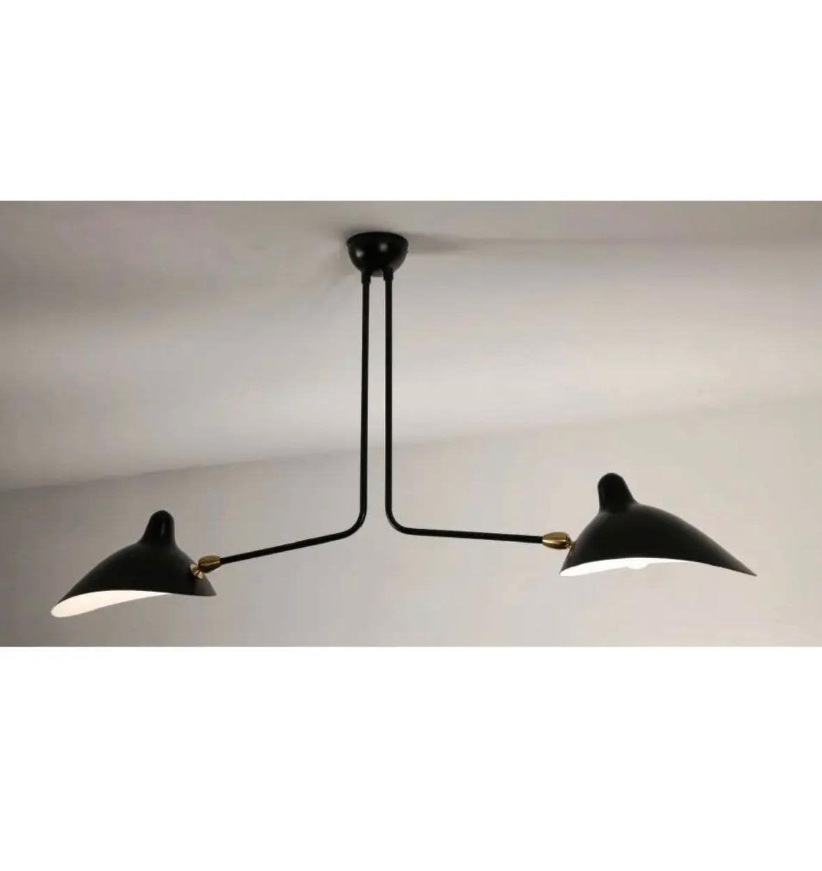 Serge Mouille Plafondlamp – 2 Arm, Ophalen of Verzenden, Nieuw, Metaal, E14 (klein)