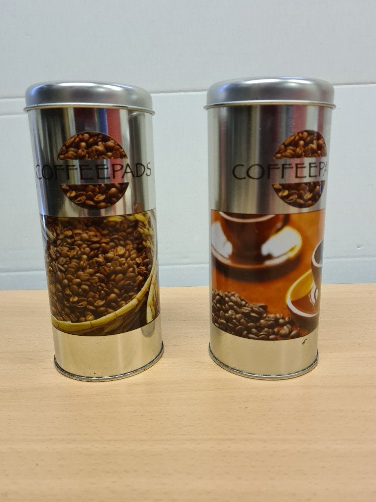 Coffepads blik         2 x., Voorraadpot, Ophalen of Verzenden, Gebruikt