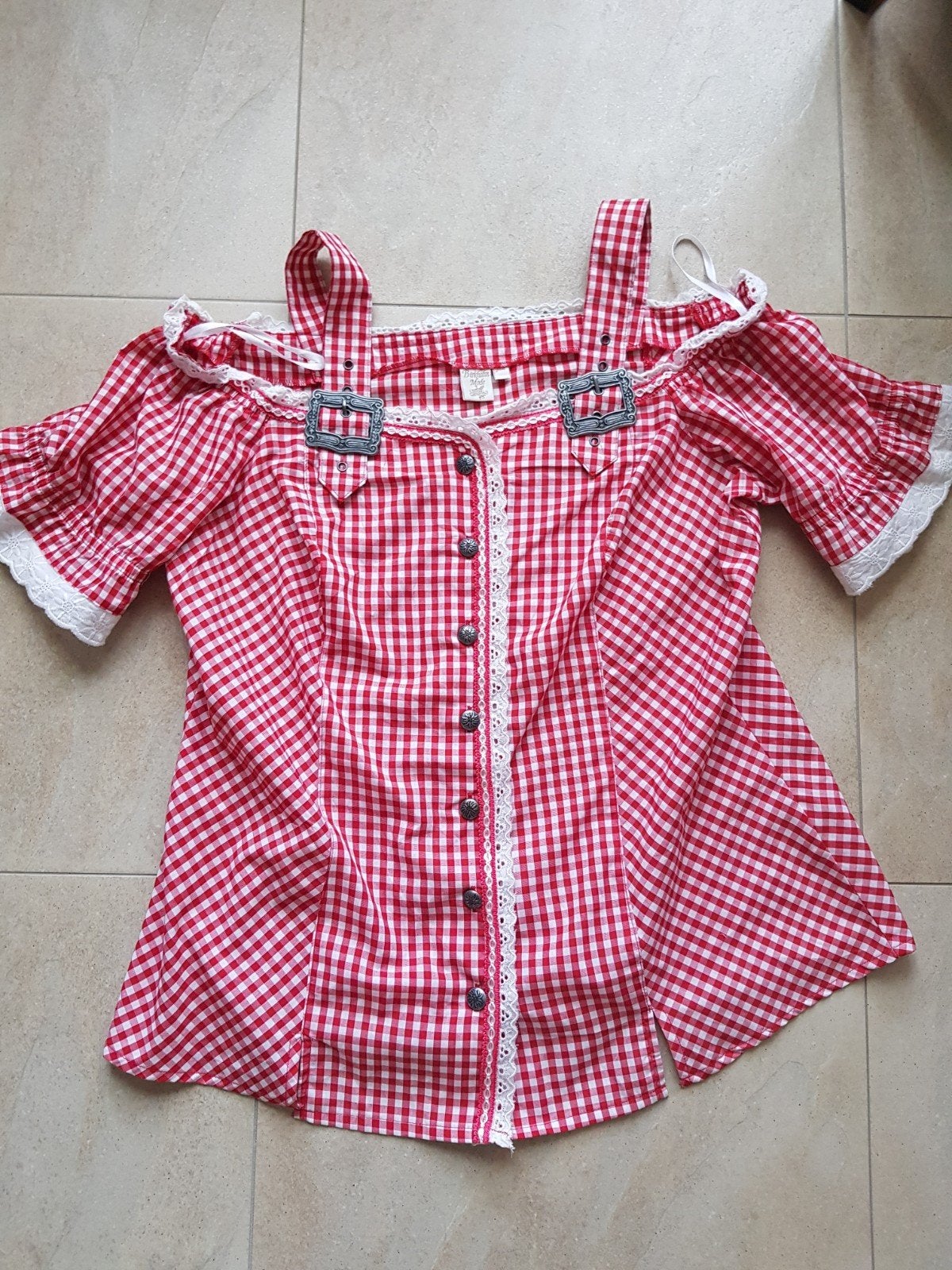 oktoberfest rood wit blouse 44, Ophalen of Verzenden, Zo goed als nieuw, Maat 42/44 (L), Overige thema's