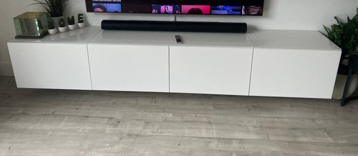 Ikea Besta tv-meubel 180cm met glasplaten en softclose, Ophalen, 150 tot 200 cm, Minder dan 100 cm, 25 tot 50 cm