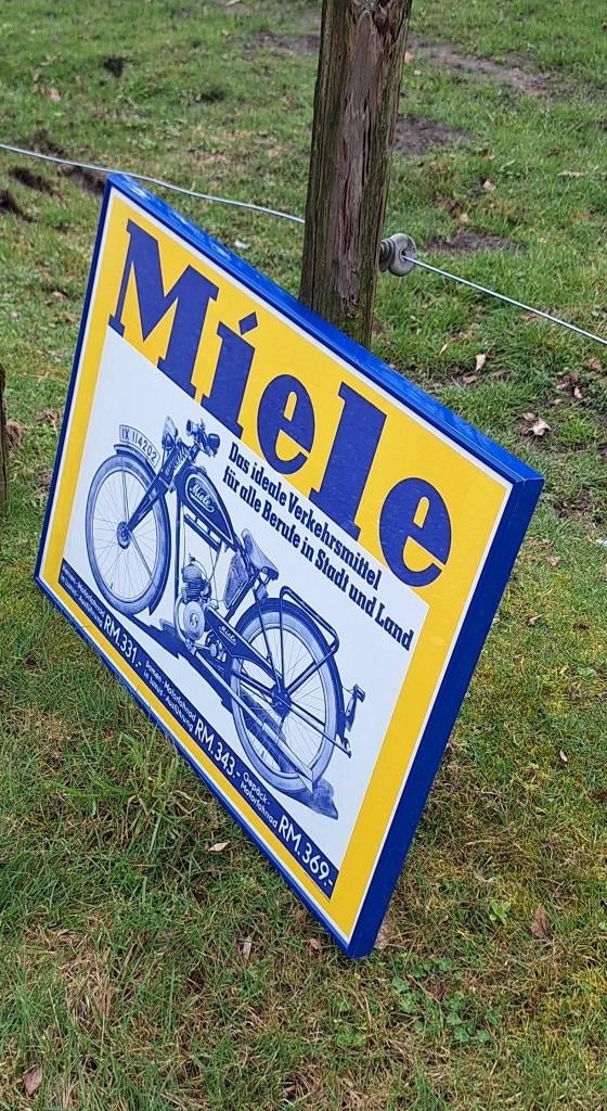Top ingelijste afbeelding, poster oldtimer Miele motorfiets., Ophalen, Reclamebord, Gebruikt, .