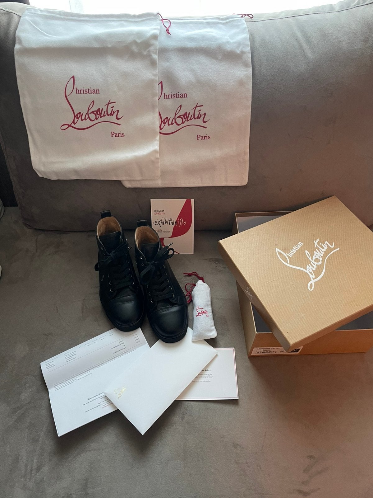 Christian Louboutin zwarte hoge sneakers maat 36, Zwart, Ophalen of Verzenden, Sneakers of Gympen, Zo goed als nieuw