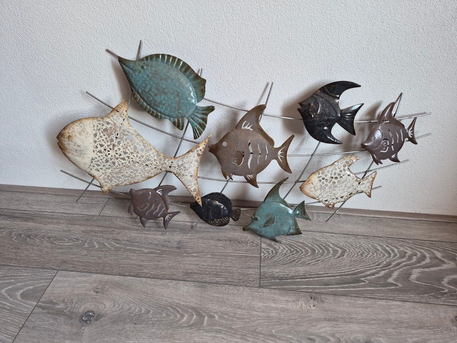 Metalen vis decoratie voor aan de muur, Huis en Inrichting, Gebruikt, Meerkleurig, Overige stijlen, Ophalen of Verzenden