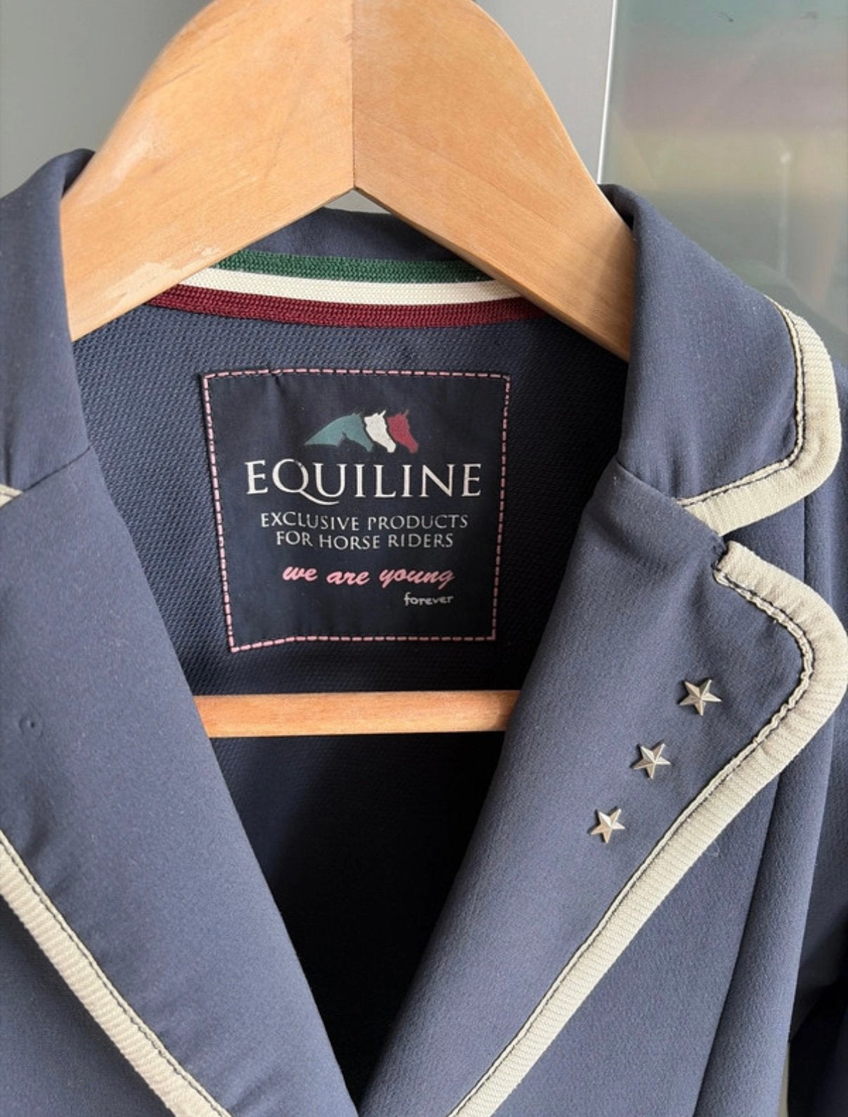 Equiline wedstrijdjasje, Dieren en Toebehoren, Paardrijkleding, Blauw, Gebruikt, Kinderen, Dressuur
