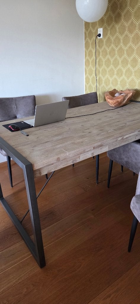 eettafel 160x90cm acasiahout, 50 tot 100 cm, Zo goed als nieuw, 150 tot 200 cm, Vier personen
