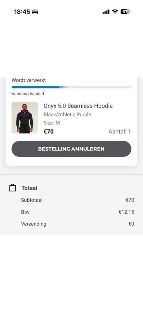 Gymshark Onyx V5.0 Hoodie Paars M, Fitness, Maat 48/50 (M), Paars, Nieuw