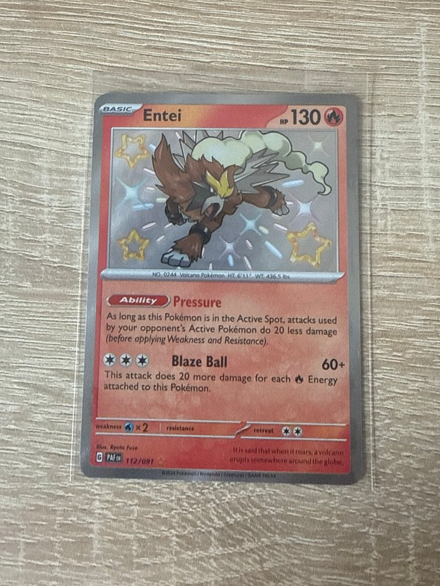Pokémon Kaart Entei 112/091 Holo Foil, Ophalen of Verzenden, Zo goed als nieuw, Losse kaart, Foil