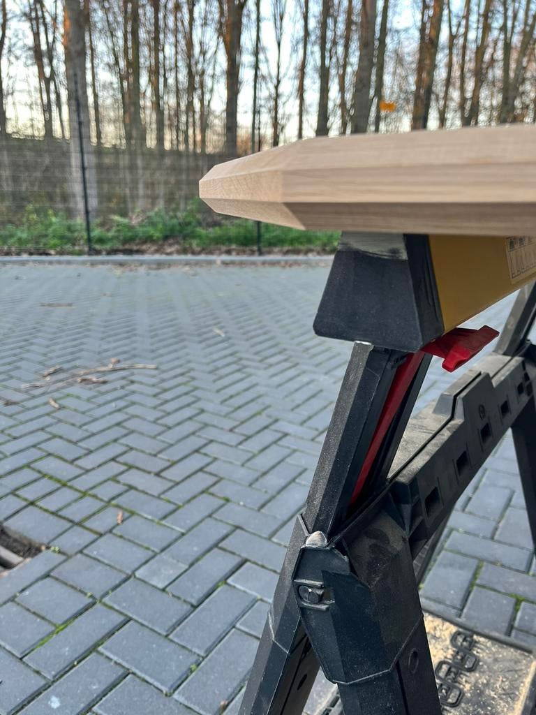 Rechthoekige eettafel 140x90x3 dubbel verjongd eiken, Huis en Inrichting, Tafels | Eettafels, Ophalen, 100 tot 150 cm, Eikenhout