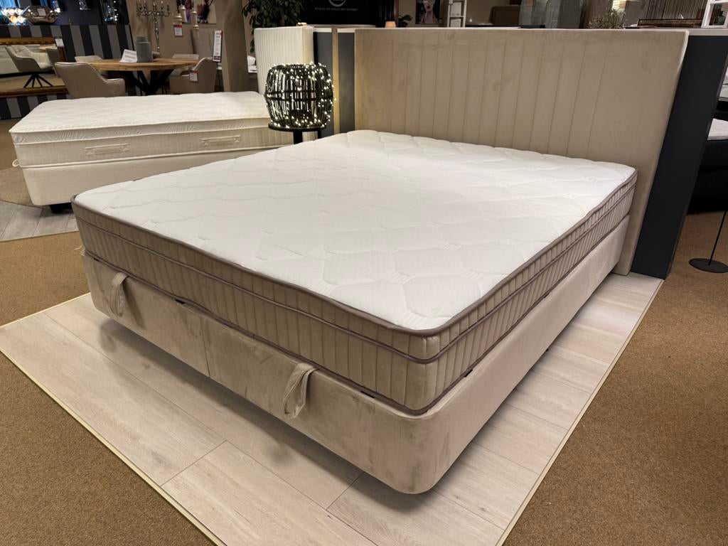 Boxspring/Baza met opbergruimte 160cm Direct/leverbaar E7290, Huis en Inrichting, Beige, #Boxspring#Opbergbox#opbergruimte#Bazabox#160#Beige