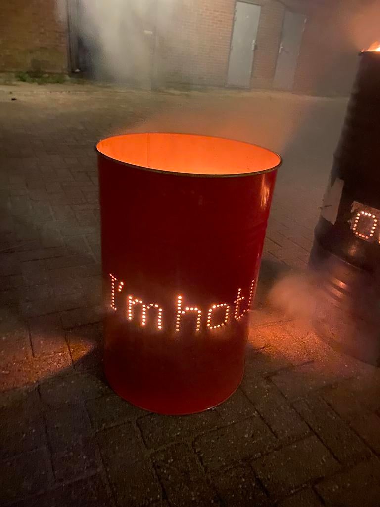 🔥🔥 vuurton met tekst sfeermaker vat ton olievat schoon!, Ophalen, ., Zo goed als nieuw, .
