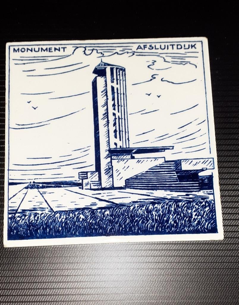 Afsluitdijk Tegeltje ca. 10x10 cm.   (Zenith, zie afbeeldin, Antiek en Kunst, Ophalen