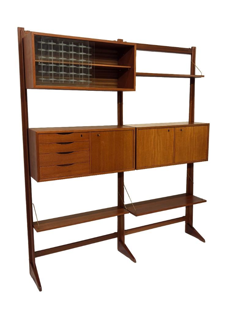Vintage vrijstaand wandsysteem Torbjorn Afdal 60's Design, Gebruikt, Met deur(en), Teakhout, Vintage Wandsysteem