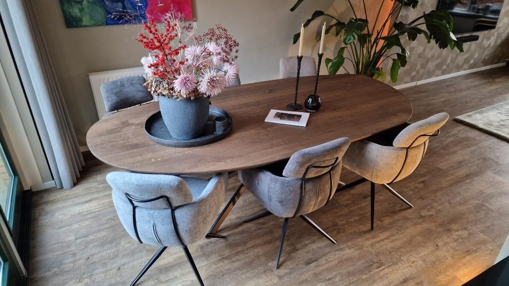 € 1.995,- ORGANISCHE VORM joET – jouw eiken tafel, Ophalen, 100 tot 150 cm, Vijf personen of meer, Neo-klassiek