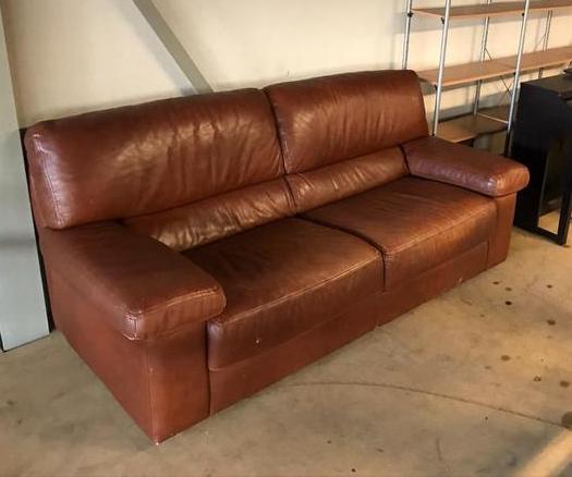Natuzzi banken 2-zits + 2,5-zits bruin leer zware kwaliteit, Gebruikt, 150 tot 200 cm, Ophalen of Verzenden, Rechte bank