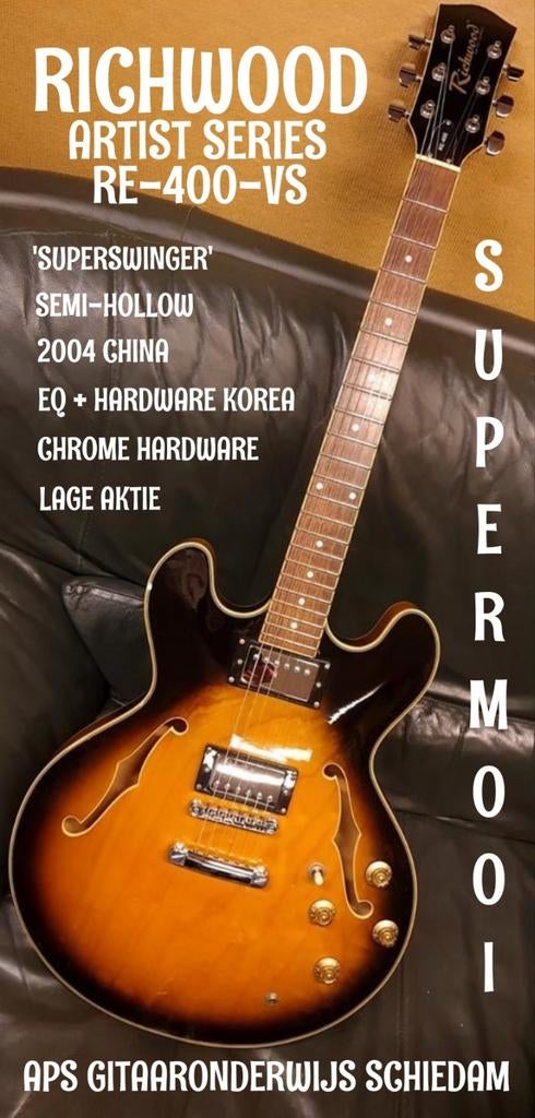 MOOIE RICHWOOD RE-400-VS ART.SERIES SUPERSWINGER 2004 CHINA, Muziek en Instrumenten, Snaarinstrumenten | Gitaren | Elektrisch