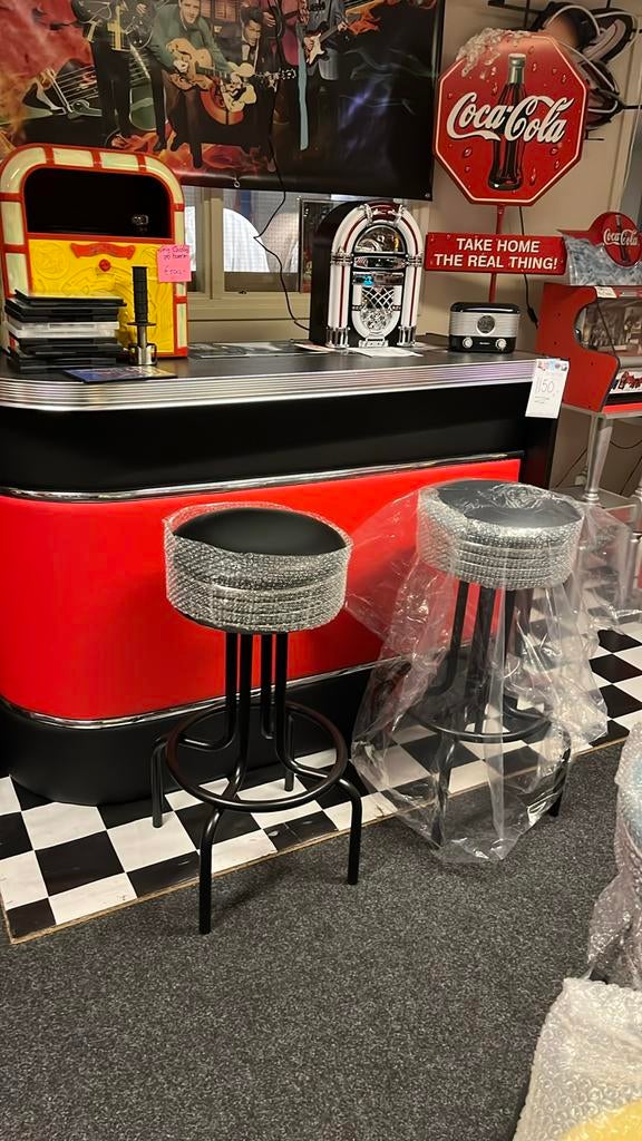 Amerikaanse Retro fifties sixties Bel Air barkrukken, tafels, 5 krukken of meer, Ophalen of Verzenden, Zo goed als nieuw, 60 tot 90 cm