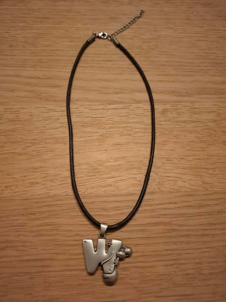 Diddl - Zwarte ketting met zilverkleurige Diddlhanger, Ophalen of Verzenden, Zo goed als nieuw, Zwart, Overige materialen