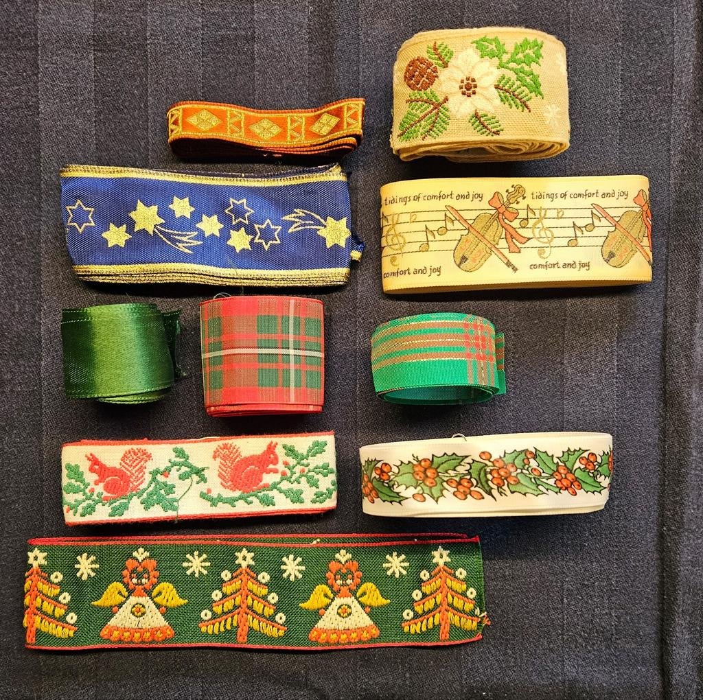 Lint met kerst-motieven, Ophalen of Verzenden, Zo goed als nieuw, Lint, Band of Elastiek